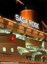 ID 1626 SAGA ROSE (1965/24528grt/IMO 6416043, ex-GRIPSHOLM, SAGAFJORD) - Saga Cruises funnel livery.